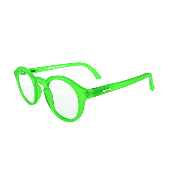 London Mole Graduate Reading Glasses In Rubberised Fluorescent Transparent Green