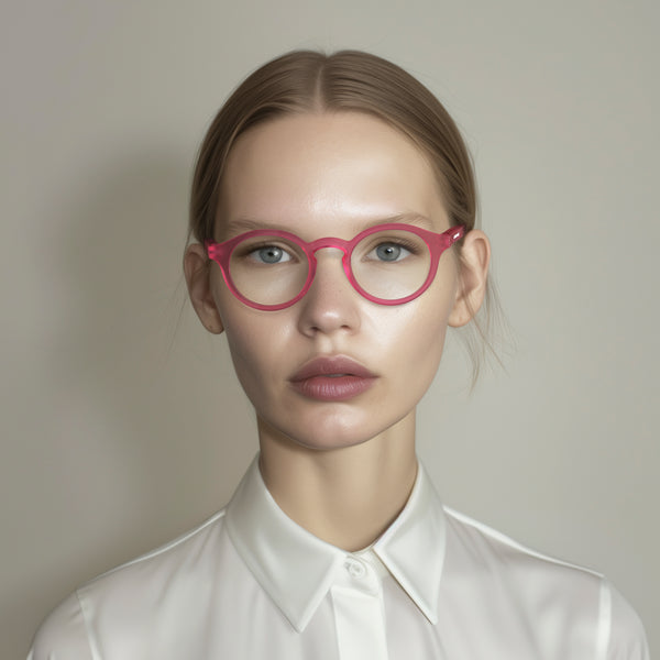 London Mole Graduate Reading Glasses In Rubberised Fluorescent Transparent Pink