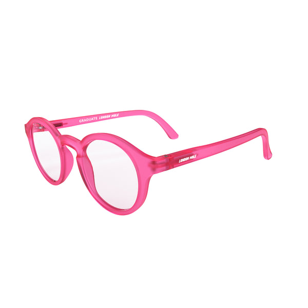 London Mole Graduate Reading Glasses In Rubberised Fluorescent Transparent Pink