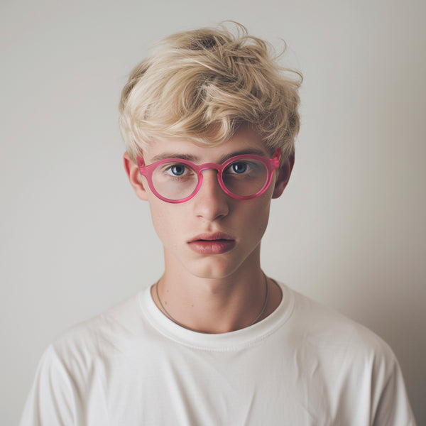 London Mole Graduate Reading Glasses In Rubberised Fluorescent Transparent Pink