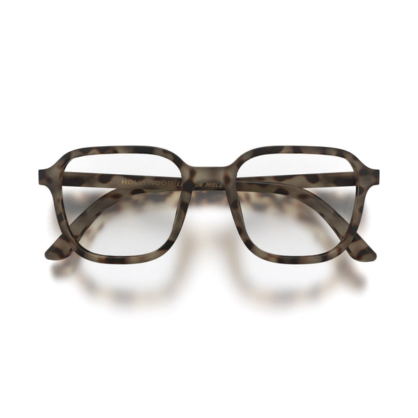 london mole Hollywood blue blocker glasses in matt pale tortoiseshell