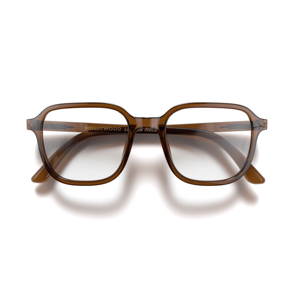 london mole Hollywood blue blocker glasses in transparent brown