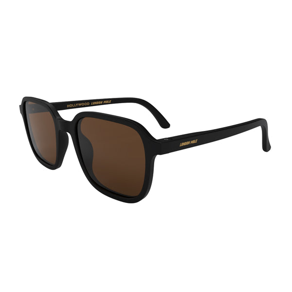 London Mole Hollywood Sunglasses In Matt Black With Brown Lenses