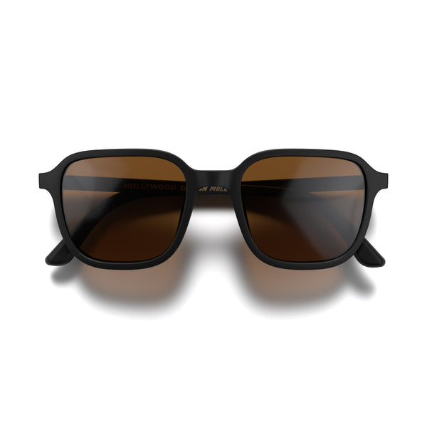 london mole Hollywood sunglasses in matt black with brown lenses