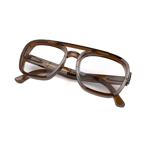 London Mole Kennedy Reading Glasses In Gloss Transparent Brown