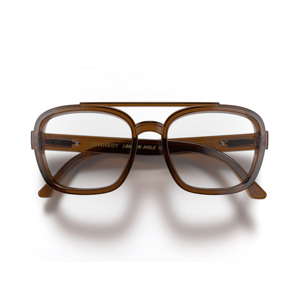 london mole Kennedy reading glasses in gloss transparent brown