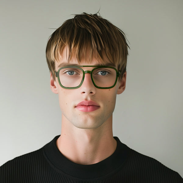 London Mole Kennedy Reading Glasses In Gloss Transparent Green