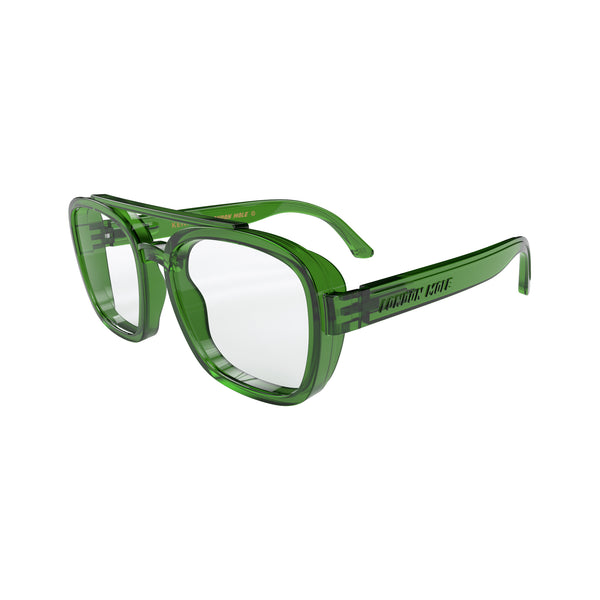 London Mole Kennedy Reading Glasses In Gloss Transparent Green