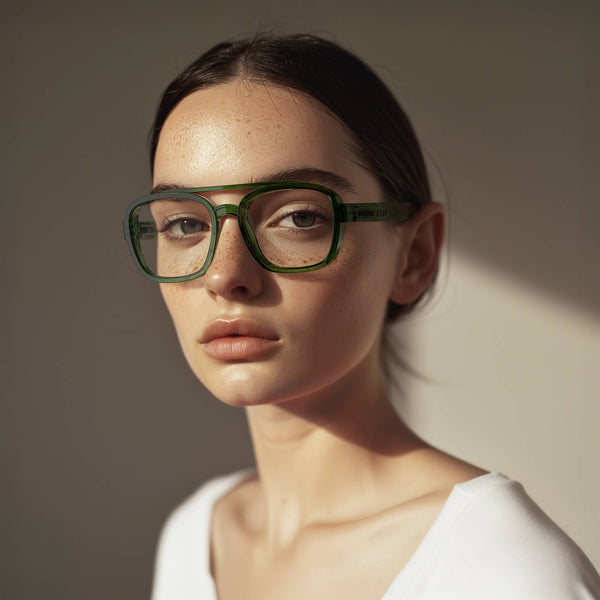 London Mole Kennedy Reading Glasses In Gloss Transparent Green