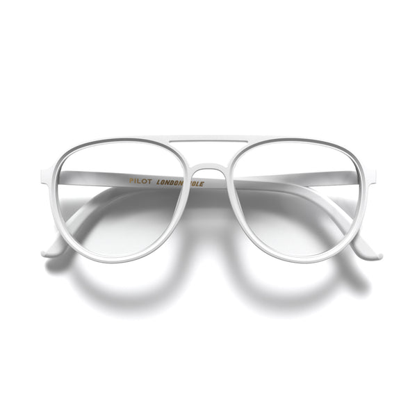 london mole Pilot reading glasses in matt white