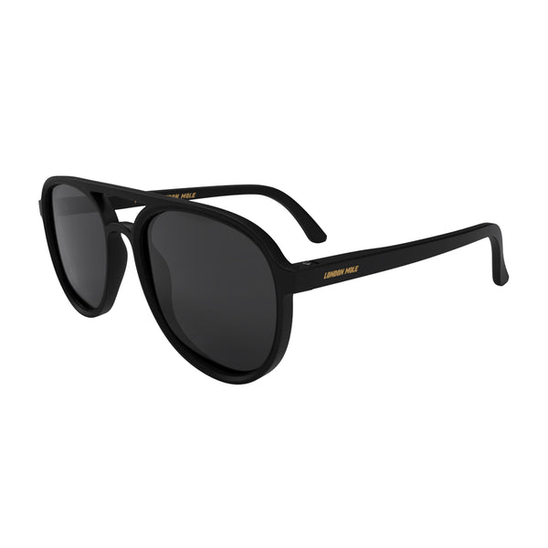 London Mole Pilot Sunglasses In Matt Black
