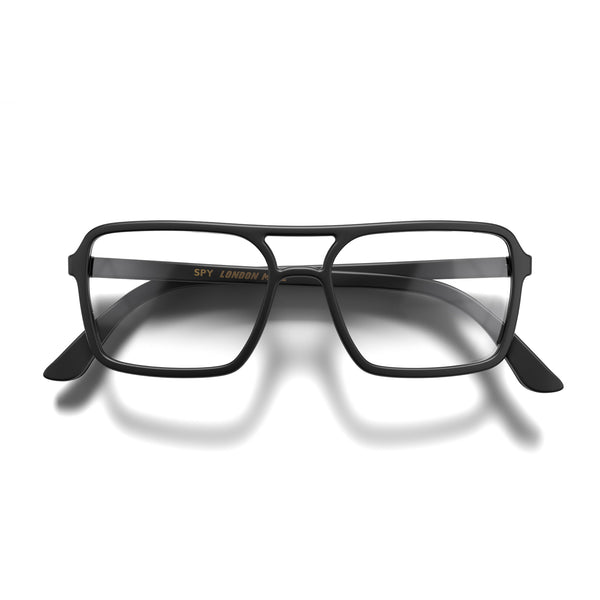 london mole Spy blue blocker glasses in matt black