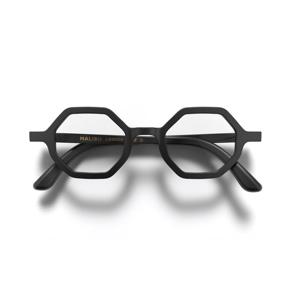 london mole Malibu reading glasses in rubberised black