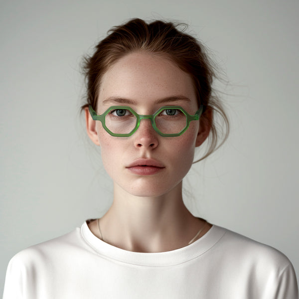 London Mole Malibu Reading Glasses In Rubberised Transparent Green