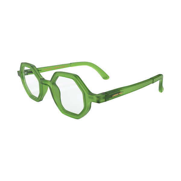 London Mole Malibu Reading Glasses In Rubberised Transparent Green