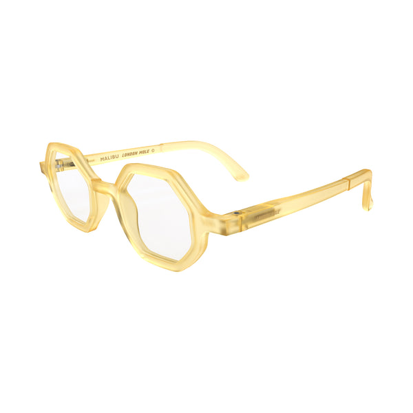 London Mole Malibu Reading Glasses In Rubberised Transparent Honey