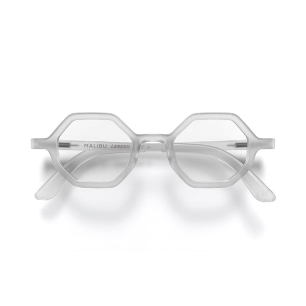 london mole Malibu reading glasses in rubberised transparent