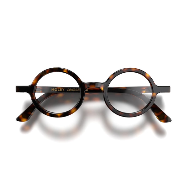 london mole Moley blue blocker glasses in gloss tortoiseshell