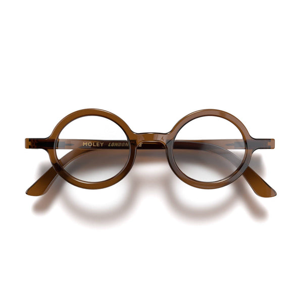 london mole Moley blue blocker glasses in transparent brown