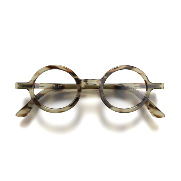london mole Moley reading glasses in gloss pale tortoiseshell