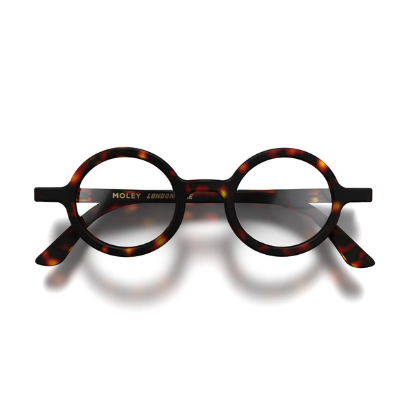 london mole Moley reading glasses in matt tortoiseshell