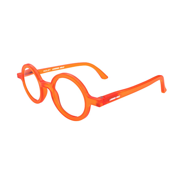 London Mole Moley Reading Glasses In Rubberised Fluorescent Transparent Orange