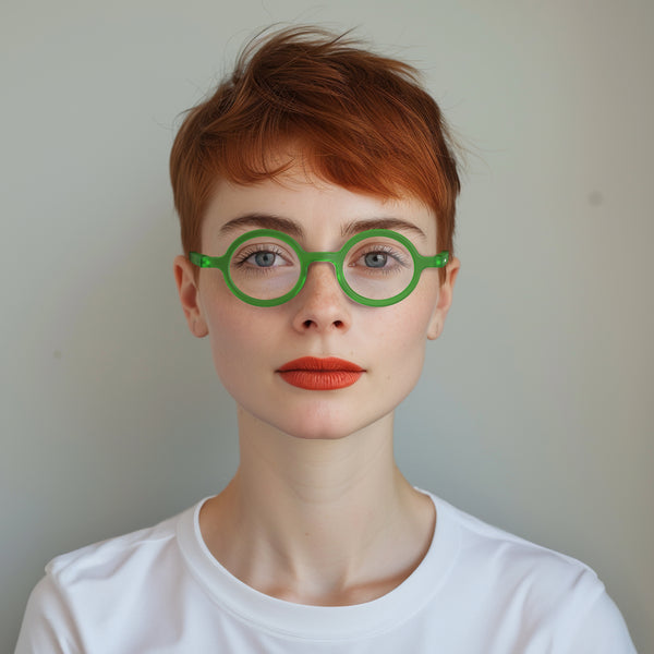 London Mole Moley Reading Glasses In Rubberised Fluorescent Transparent Green