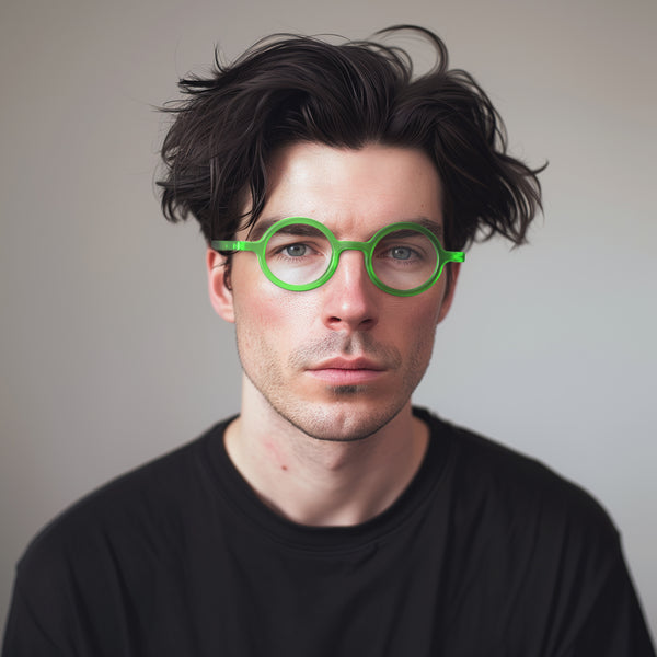 London Mole Moley Reading Glasses In Rubberised Fluorescent Transparent Green