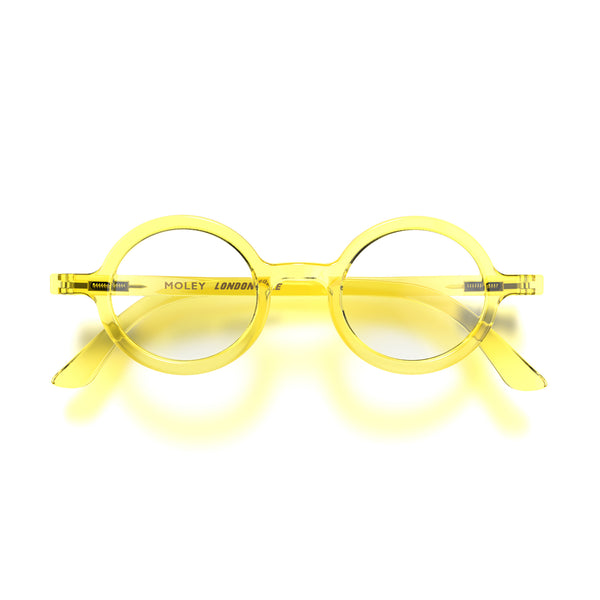 london mole Moley reading glasses in transparent yellow