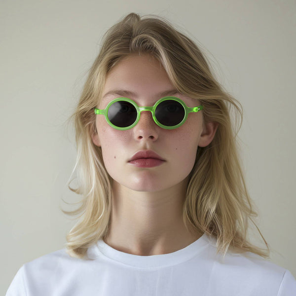 London Mole Moley Sunglasses In Rubberised Fluorescent Transparent Green