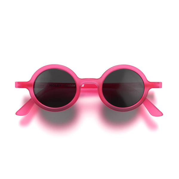 london mole Moley sunglasses in rubberised fluorescent transparent pink
