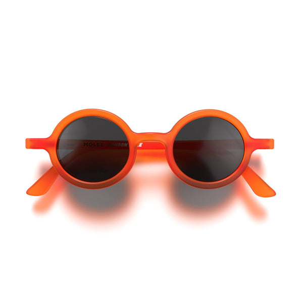london mole Moley sunglasses in rubberised fluorescent transparent orange