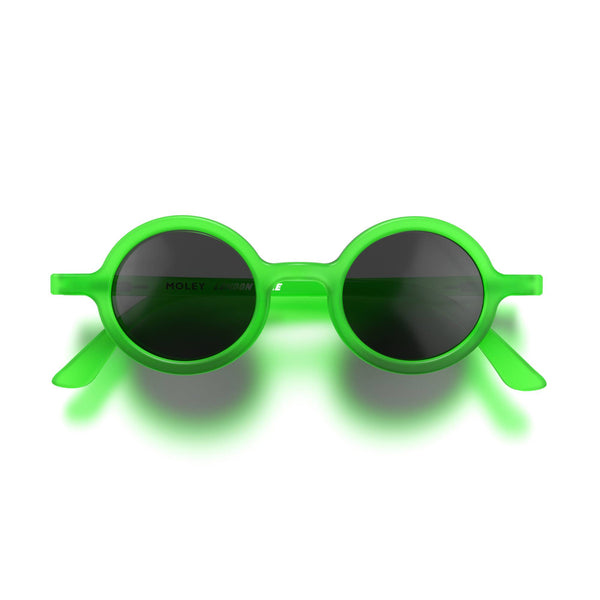 london mole Moley sunglasses in rubberised fluorescent transparent green