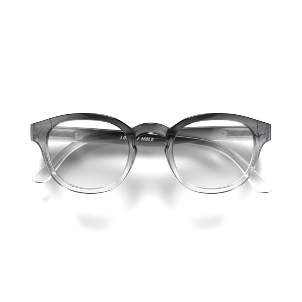 london mole Monalux blue blocker glasses in black fade