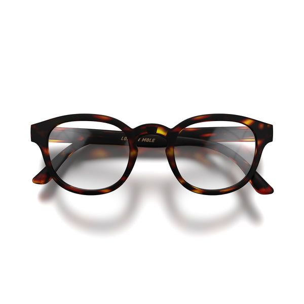 london mole Monalux reading glasses in matt tortoiseshell
