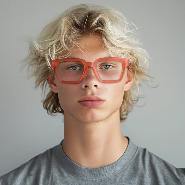 London Mole Phoenix Reading Glasses In Rubberised Fluorescent Transparent Orange