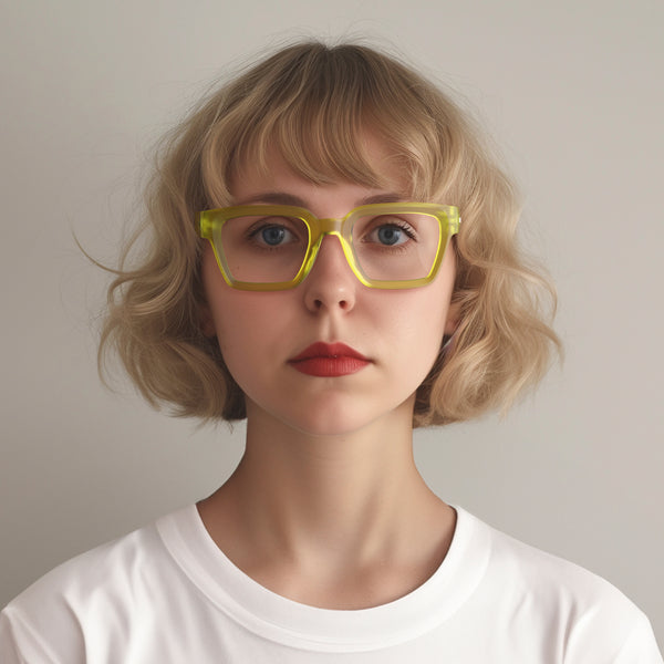 London Mole Phoenix Reading Glasses In Rubberised Fluorescent Transparent Yellow