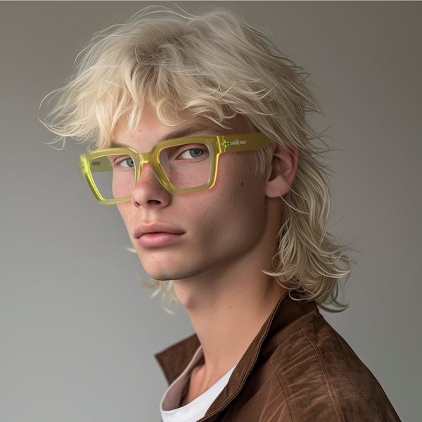 London Mole Phoenix Reading Glasses In Rubberised Fluorescent Transparent Yellow