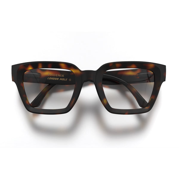 london mole Phoenix reading glasses in rubberised tortoiseshell