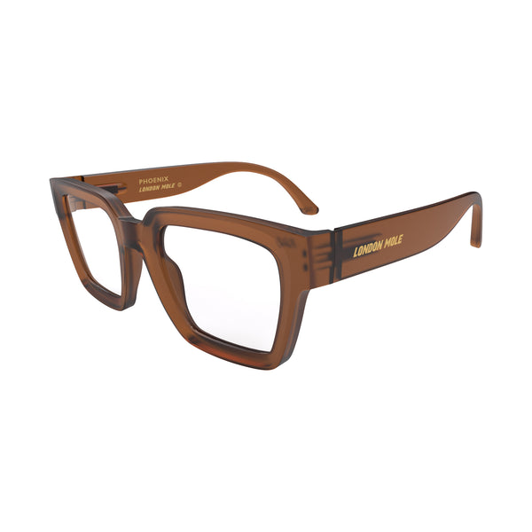 London Mole Phoenix Reading Glasses In Rubberised Transparent Brown