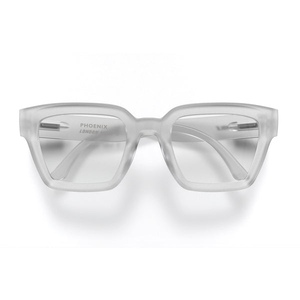 london mole Phoenix reading glasses in rubberised transparent