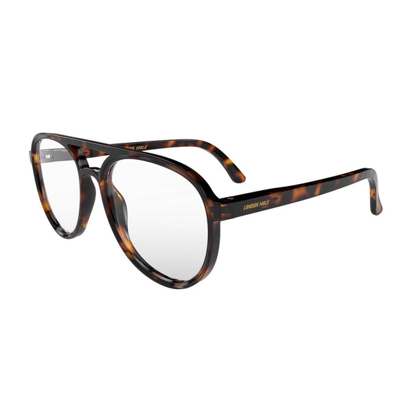 London Mole Pilot Blue Blocker Glasses In Gloss Tortoiseshell