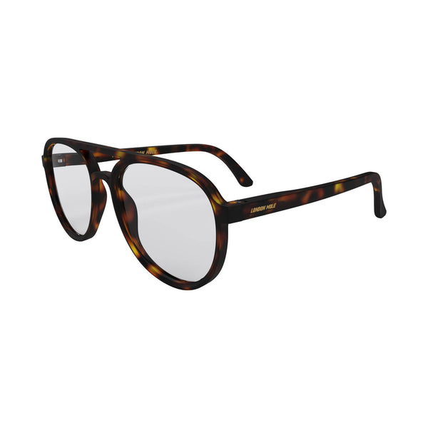 London Mole Pilot Blue Blocker Glasses In Matt Tortoiseshell