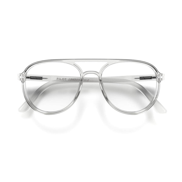 london mole Pilot blue blocker glasses in transparent