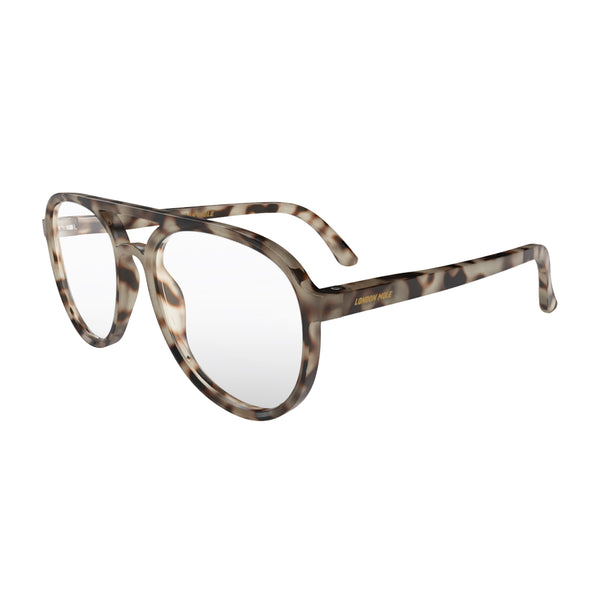London Mole Pilot Reading Glasses In Gloss Pale Tortoiseshell