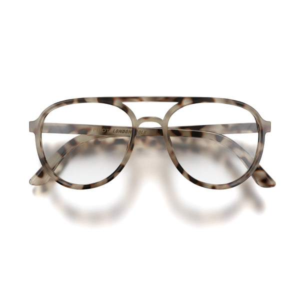 london mole Pilot reading glasses in gloss pale tortoiseshell