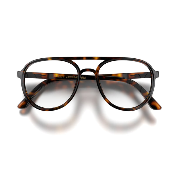 london mole Pilot reading glasses in gloss tortoiseshell
