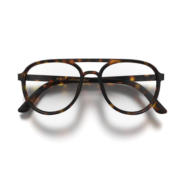 london mole Pilot reading glasses in matt tortoiseshell