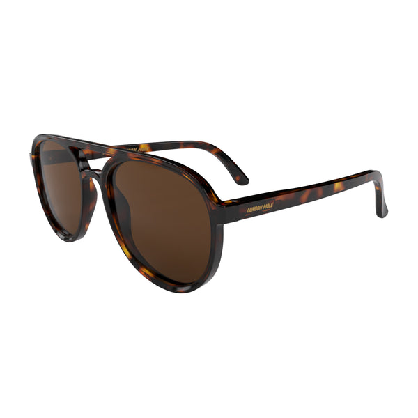 London Mole Pilot Sunglasses In Gloss Tortoiseshell With Brown Lenses