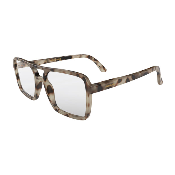 London Mole Spy Blue Blocker Glasses In Gloss Pale Tortoiseshell
